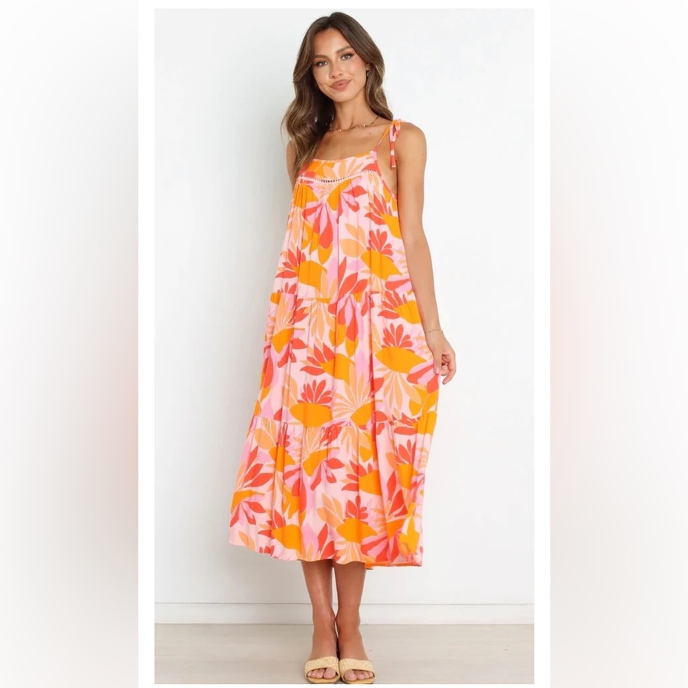 Tropical Pink and Orange Maxi Dress